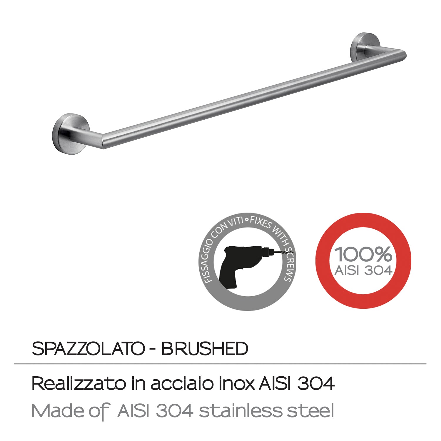 Portasalviette 60 cm in Acciaio Inox AISI 304 Gedy serie Project - Spazzolato by CeramicStore | Lo specialista del tuo bagno