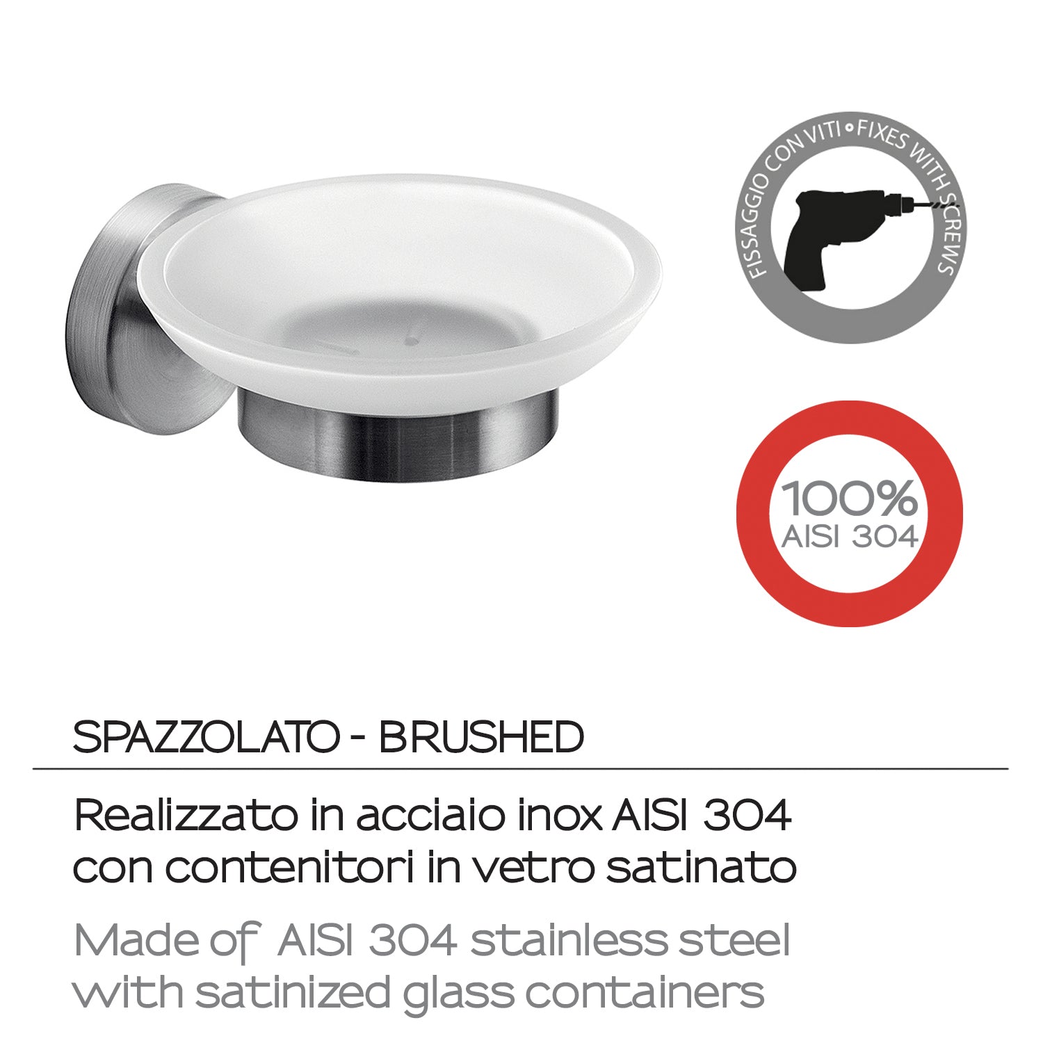 Portasapone in Acciaio Inox AISI 304 Gedy serie Project - Spazzolato by CeramicStore | Lo specialista del tuo bagno