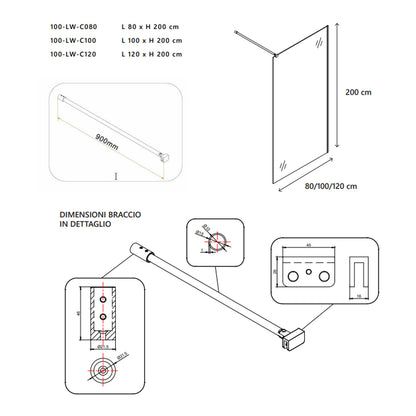 Parete doccia Walk-in DocciaGo modello Clever 100 cm lato frontale con supporto by CeramicStore | Lo specialista del tuo bagno