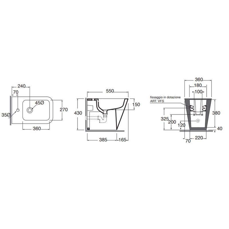 Set sanitari sospesi Azzurra serie Build con vaso WC