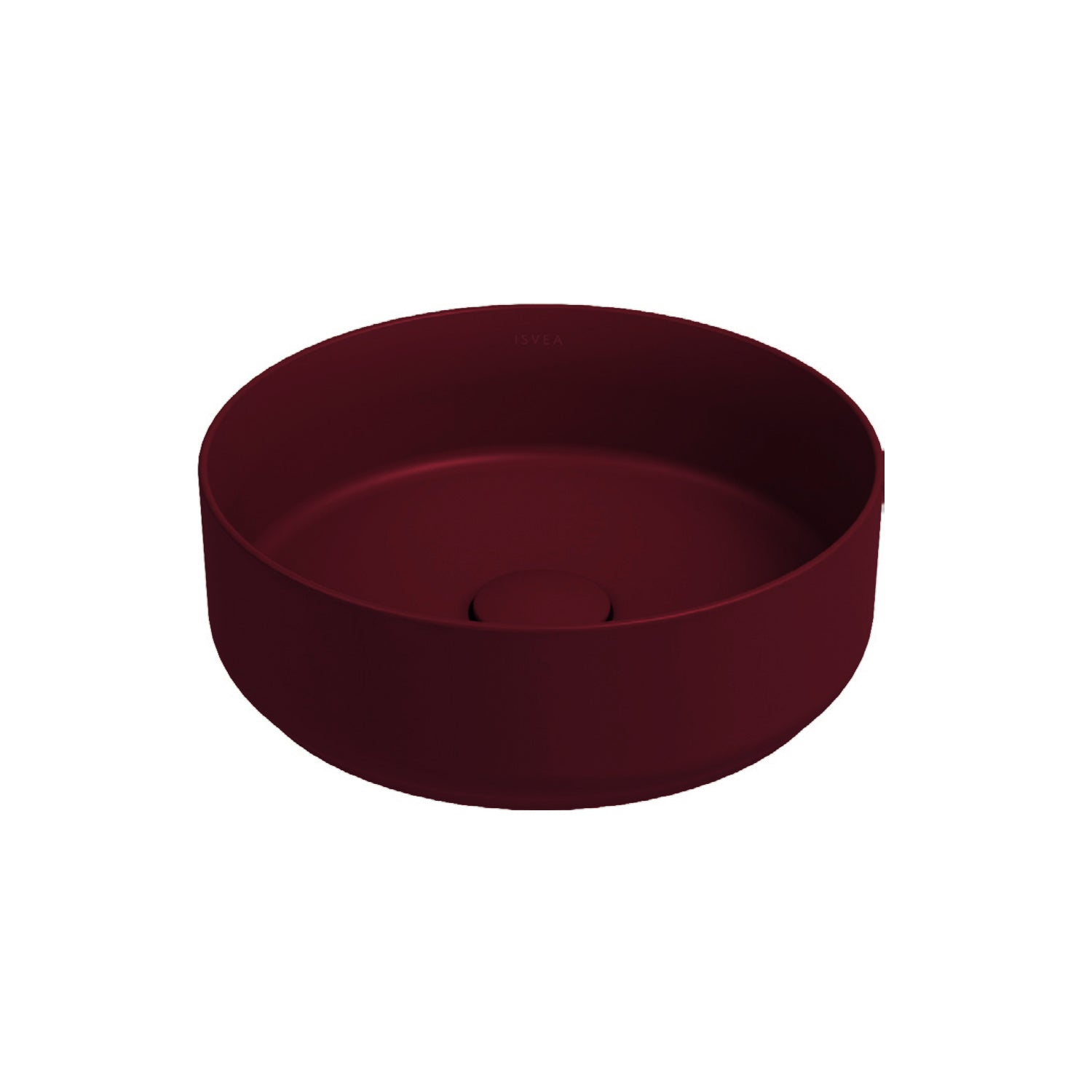 Lavabo da appoggio tondo senza foro BathCore serie Infinity 36 cm Bordeaux Opaco - Scelta Commerciale