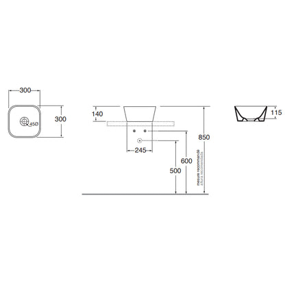 Lavabo da appoggio Azzurra serie Build 30x30 cm - Bianco lucido