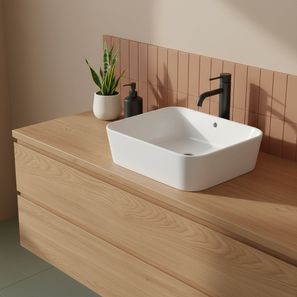 Lavabo sospeso/appoggio Azzurra serie Build 65x50 cm - Bianco lucido