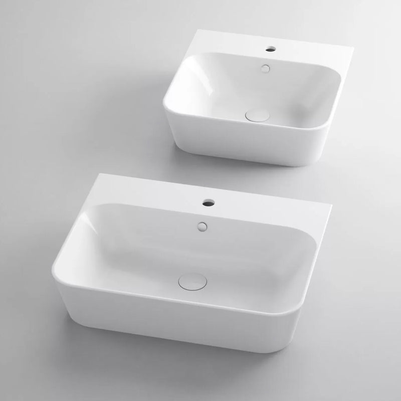 Lavabo sospeso/appoggio Azzurra serie Build 65x50 cm - Bianco lucido