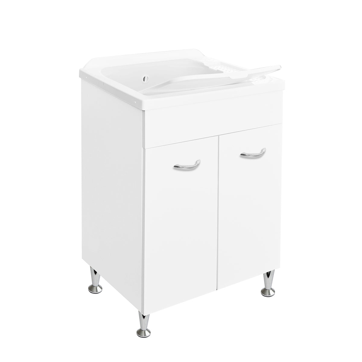 Lavatoio lavanderia con mobile idrofugo, vasca in resina e tavola in polipropilene 60x60 cm - Bianco by CeramicStore | Lo specialista del tuo bagno