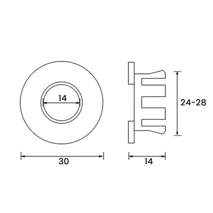 Ghiera forata troppopieno Rubiflux in ottone per lavabi e bidet foro diametro 24 0 28 mm - Bianco