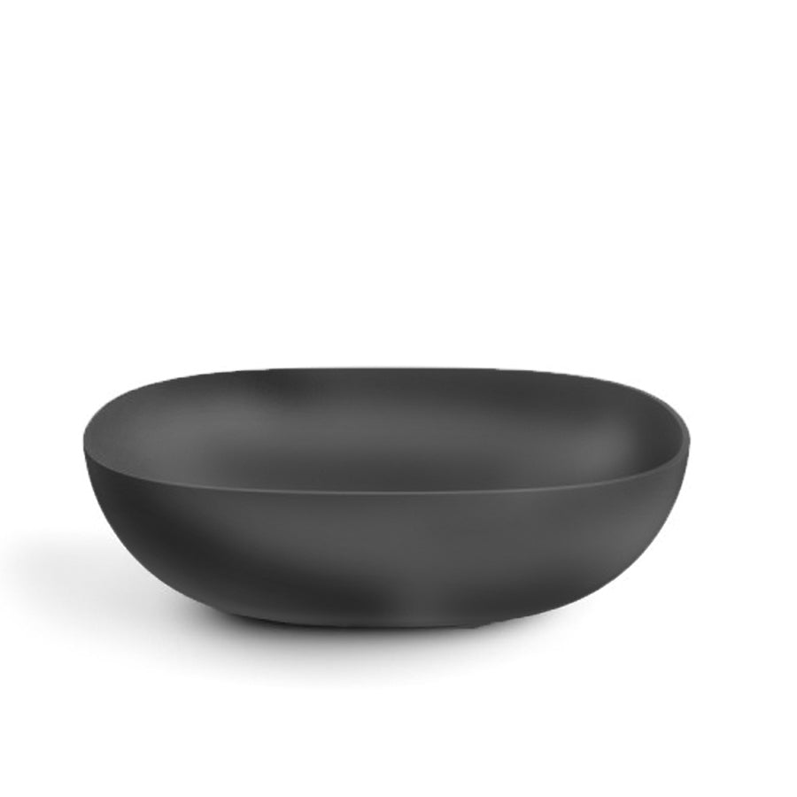 Lavabo vasca ovale da appoggio senza piletta Lineabeta collezione Acquaio in ceramica opaca color antracite cm 60x38