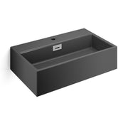 Lavabo da appoggio o muro in ceramica opaca con foro rubinetto e troppopieno senza piletta Lineabeta Quarelo color antracite cm 42x36