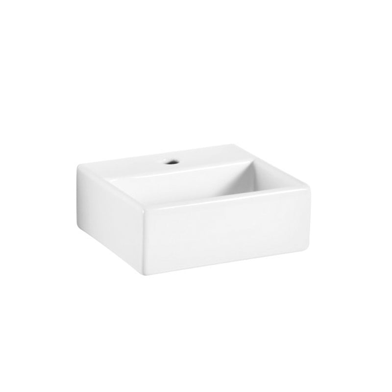 Lavabo da appoggio o muro in ceramica opaca bianca con foro rubinetto e troppopieno senza piletta Lineabeta Quarelo cm 42x36 by CeramicStore | Lo specialista del tuo bagno