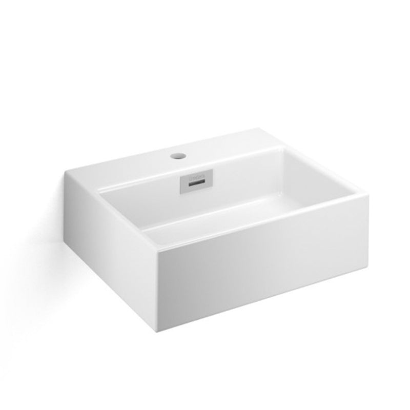 Lavabo da appoggio o muro in ceramica opaca bianca con foro rubinetto e troppopieno senza piletta Lineabeta Quarelo cm 49,5x42 by CeramicStore | Lo specialista del tuo bagno