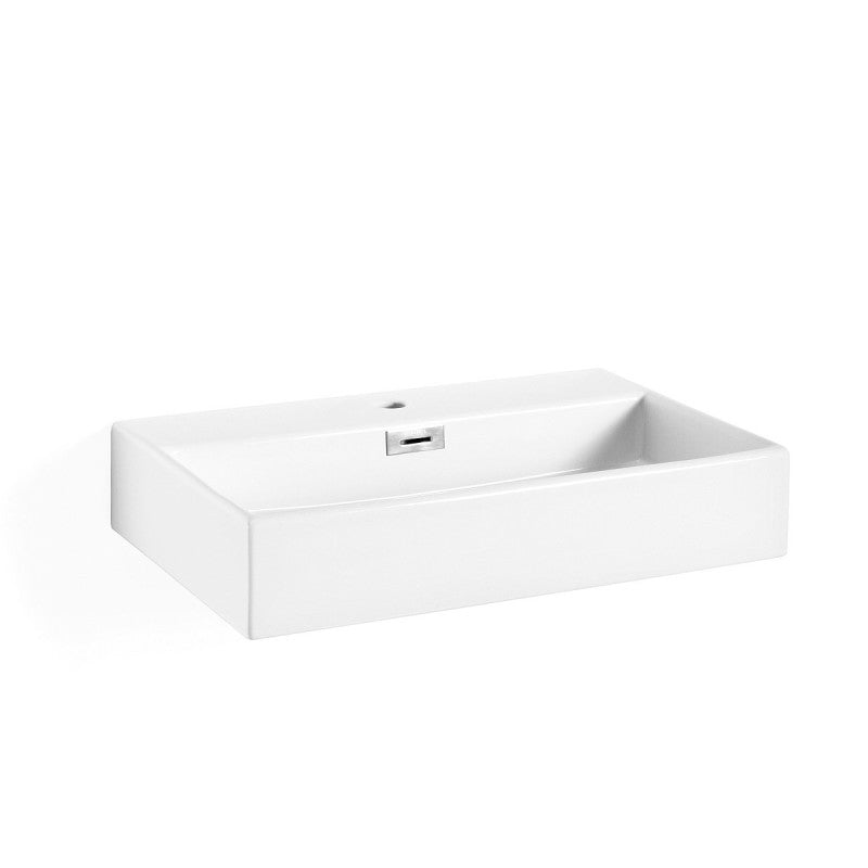 Lavabo da appoggio o muro in ceramica opaca bianca con foro rubinetto e troppopieno senza piletta Lineabeta Quarelo cm 70x42 by CeramicStore | Lo specialista del tuo bagno