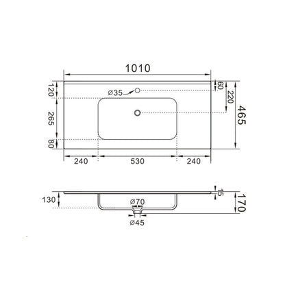 Lavabo ad incasso 101cm bianco in ceramica BathCore linea Alba by CeramicStore | Lo specialista del tuo bagno