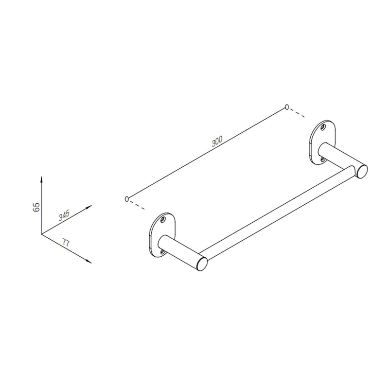 Porta asciugamani in acciaio inox spazzolato, fissaggio con viti incluse o colla linea Blizz Metaform cm 30 by CeramicStore | Lo specialista del tuo bagno