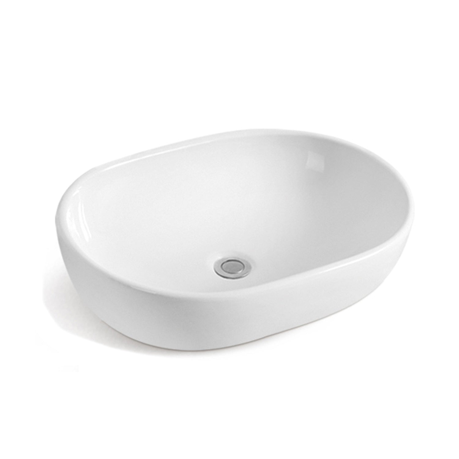 Lavabo consolle ovale 59.5x42 bianco in ceramica BathCore linea Alba