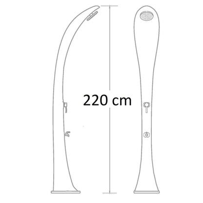 Colonna doccia foglia nero in HDPE, con soffione 15 cm e lavapiedi by CeramicStore | Lo specialista del tuo bagno