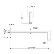 Braccio doccia squadrato in ottone 22x22mm nichel opaco by CeramicStore | Lo specialista del tuo bagno