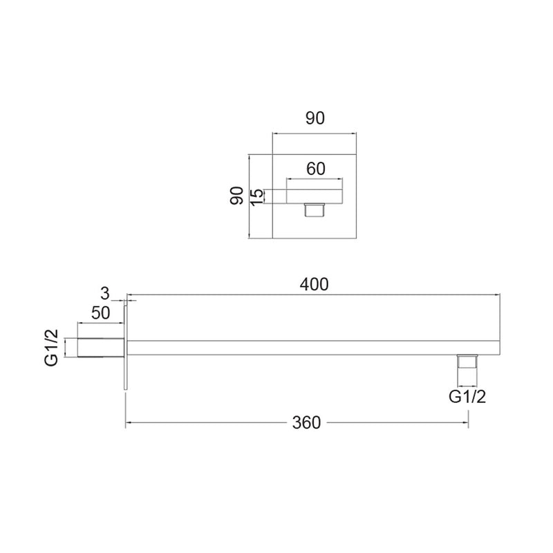 Braccio doccia lusso in ottone 60x15mm by CeramicStore | Lo specialista del tuo bagno