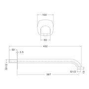 Braccio doccia lusso tondo in ottone lunghezza 387mm by CeramicStore | Lo specialista del tuo bagno