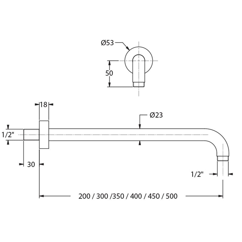 Braccio doccia lusso tondo in ottone lunghezza 200mm rame by CeramicStore | Lo specialista del tuo bagno