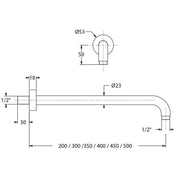 Braccio doccia lusso tondo in ottone lunghezza 450mm nero by CeramicStore | Lo specialista del tuo bagno