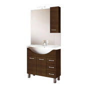 Mobile bagno modello Arianna con base 2 ante, Lavabo 85 e Specchiera finitura Olmo Caffà¨ by CeramicStore | Lo specialista del tuo bagno