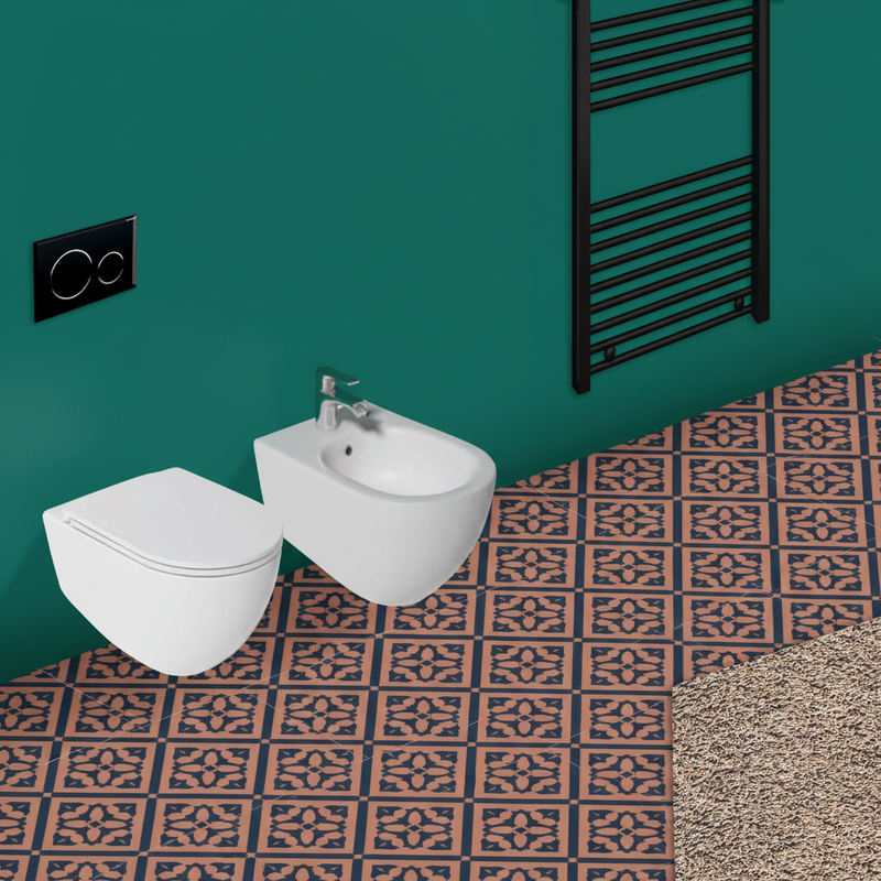 Sanitarios suspendidos Rimless con tapa de inodoro Soft Close BathCore serie Infinity 53x36,5xH40 cm color Blanco Opaco