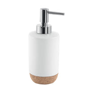 Set Accessori Bagno Gedy collezione Ilary in ceramica bianca e sughero