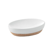Set Accessori Bagno Gedy collezione Ilary in ceramica bianca e sughero