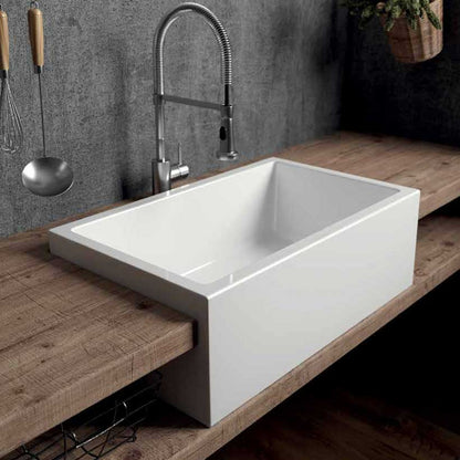 Vasca Lavello cucina 84x46 in ceramica Bianca Lucida collezione Frame di Ceramica Galassia