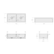Vasca Lavello cucina doppia vasca 100x46 in ceramica Bianca Lucido collezione Frame di Ceramica Galassia