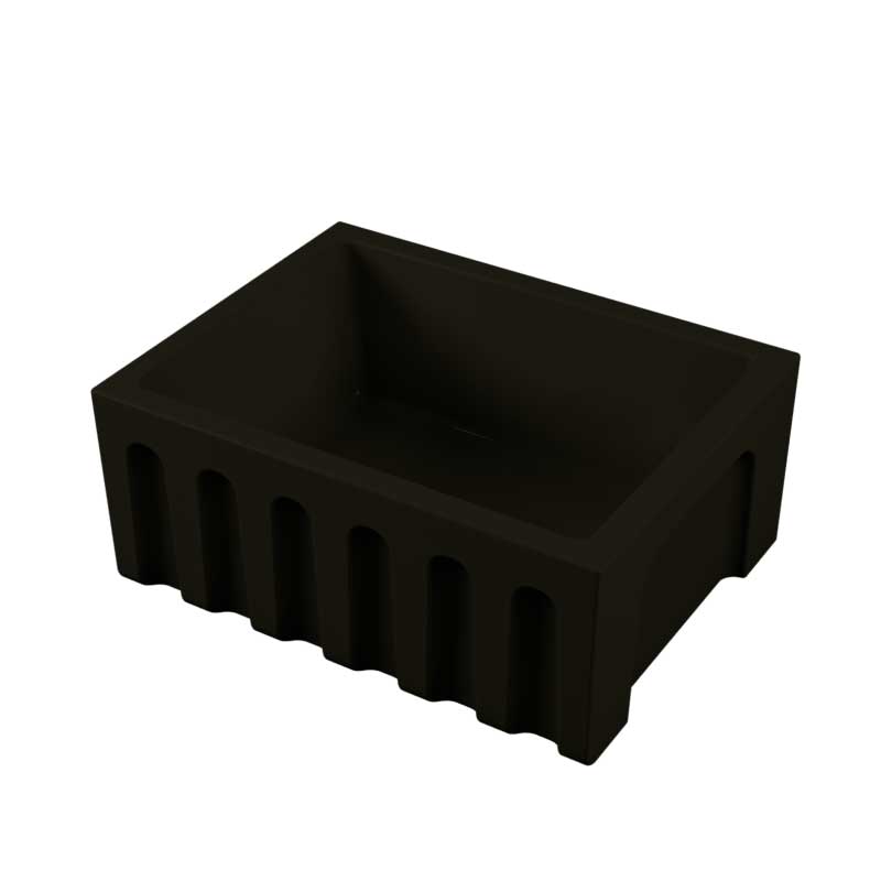 Vasca Lavello cucina 61x46 in ceramica Nero Lucido collezione Fluted di Ceramica Galassia con Frontale Scanalato