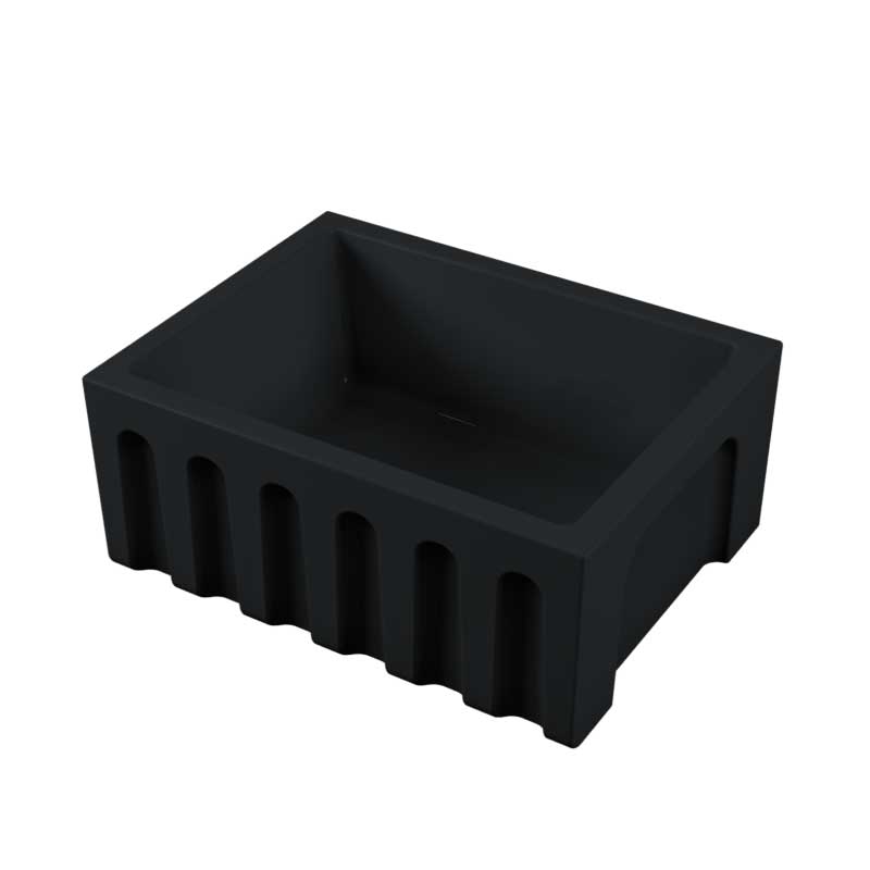 Vasca Lavello cucina 61x46 in ceramica Nero Opaco collezione Fluted di Ceramica Galassia con Frontale Scanalato