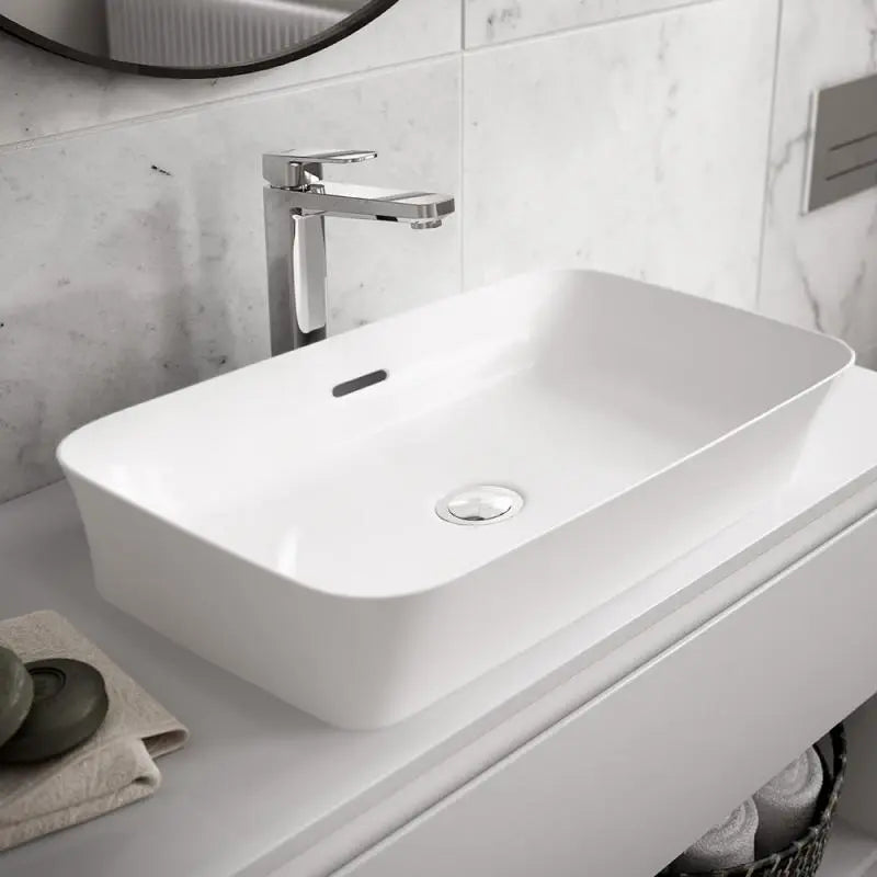 Lavabo da appoggio rettangolare 55x38 cm con foro troppo pieno Ideal Standard Ipalyss E207801