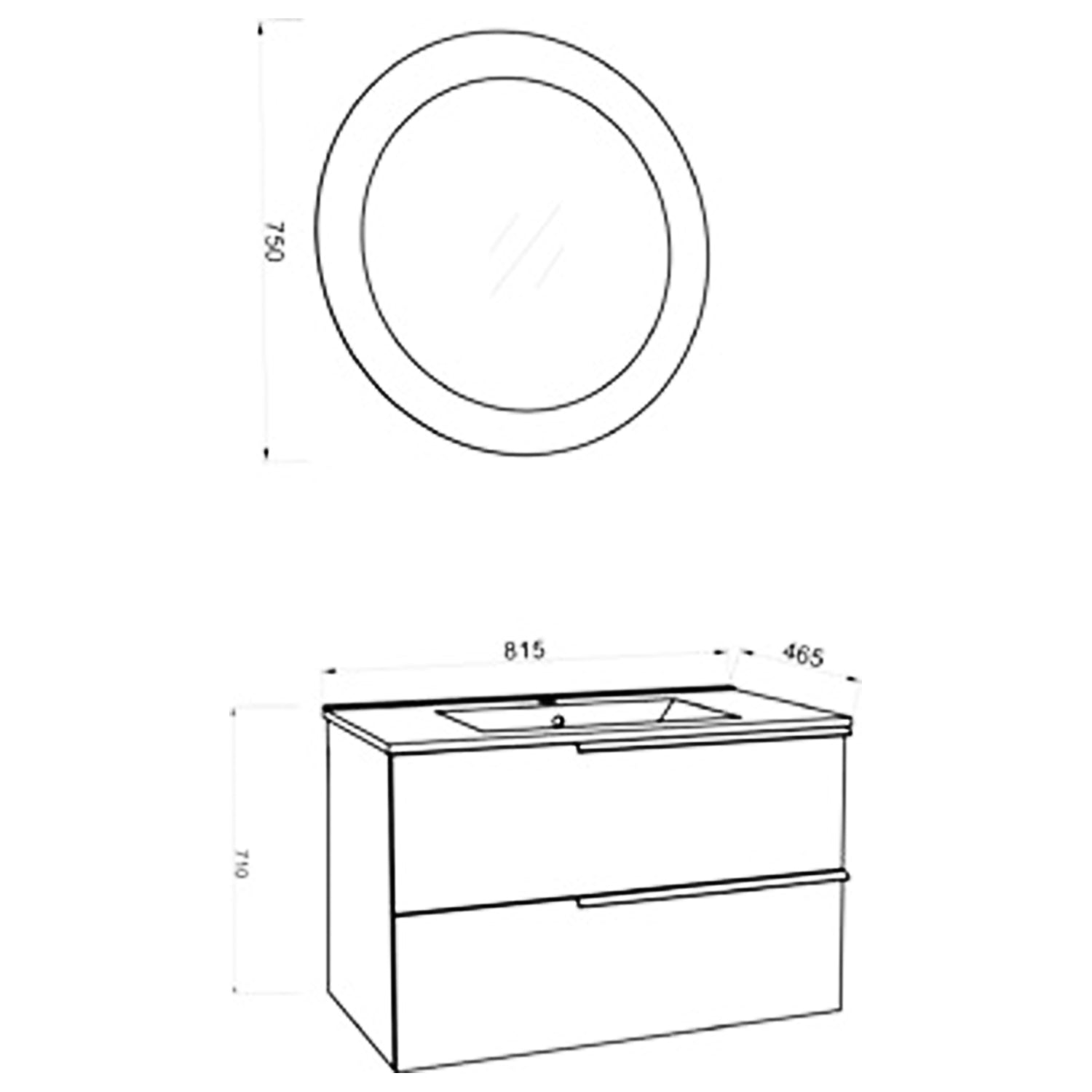 Mobile bagno con lavabo in ceramica e specchio led cm 80 colore Bianco Alaska- Cubi&Co modello Symmetry 1 by CeramicStore | Lo specialista del tuo bagno