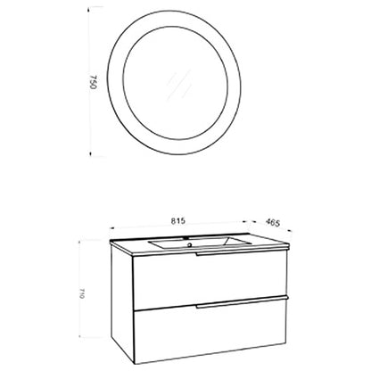 Mobile bagno con lavabo in ceramica e specchio led cm 80 colore Bianco Alaska- Cubi&Co modello Symmetry 1 by CeramicStore | Lo specialista del tuo bagno
