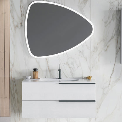 Mobile bagno con lavabo in ceramica e specchio led cm 100 colore Bianco Alaska- Cubi&Co modello Symmetry 2 by CeramicStore | Lo specialista del tuo bagno