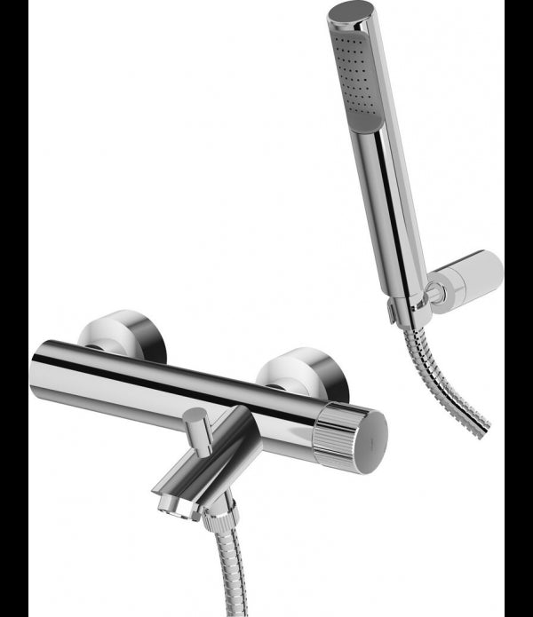Miscelatore Vasca modello JO026CR con supporto a muro fisso in ABS con doccia e flessibile Cromo by CeramicStore | Lo specialista del tuo bagno
