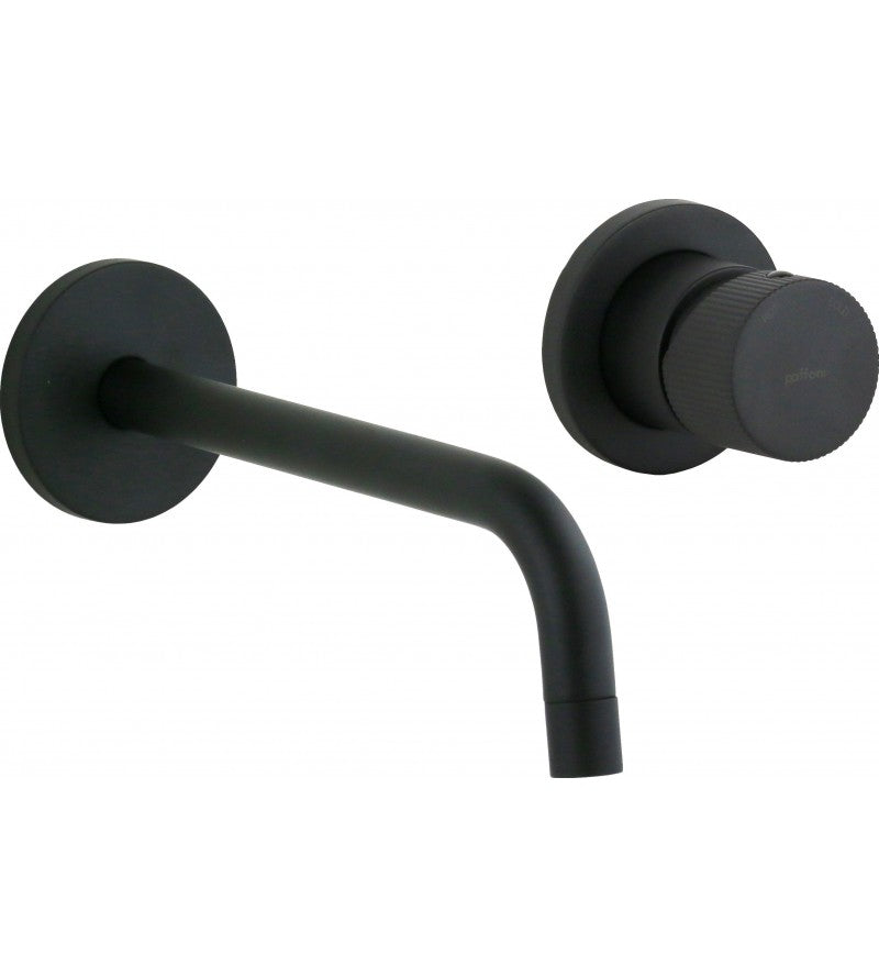 Miscelatore lavabo modello JO006NO70 ad incasso con piastra e bocca 20 cm nero opaco by CeramicStore | Lo specialista del tuo bagno