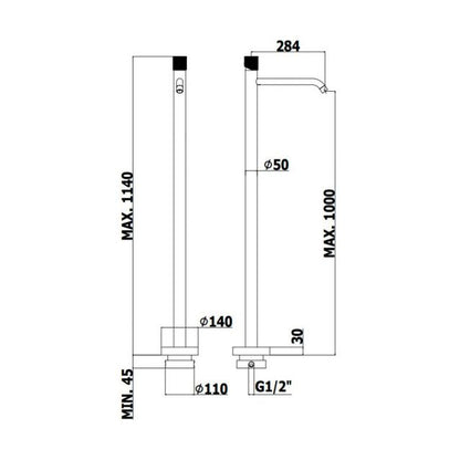 Miscelatore Lavabo A Pavimento modello JO031NO Paffoni incasso Nero Opaco by CeramicStore | Lo specialista del tuo bagno