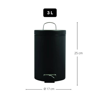 Pattumiera a pedale in metallo modello Unis 3 litri nera by CeramicStore | Lo specialista del tuo bagno