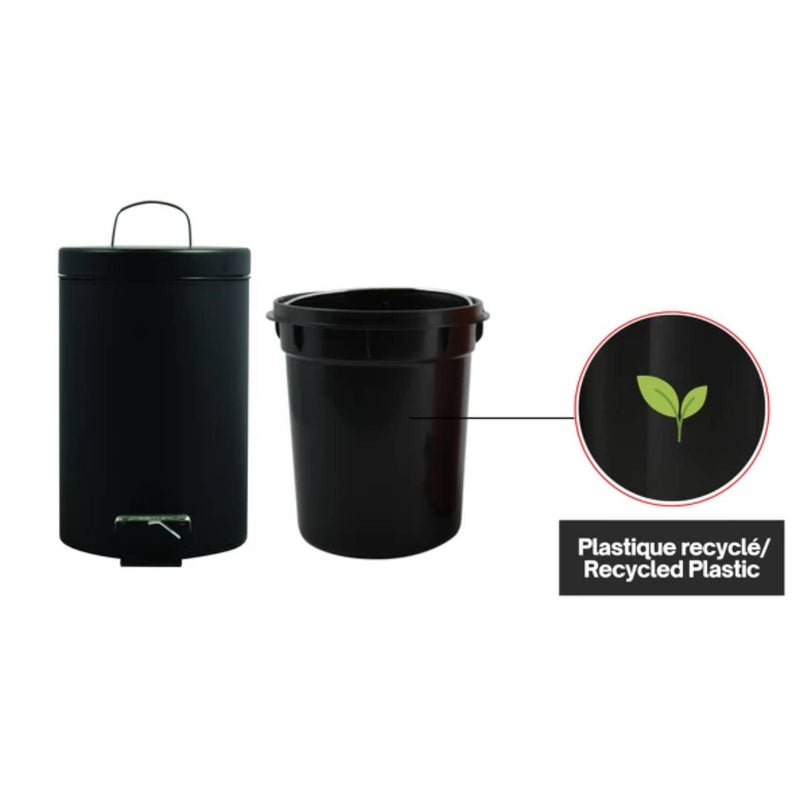 Pattumiera a pedale in metallo modello Unis 3 litri nera by CeramicStore | Lo specialista del tuo bagno