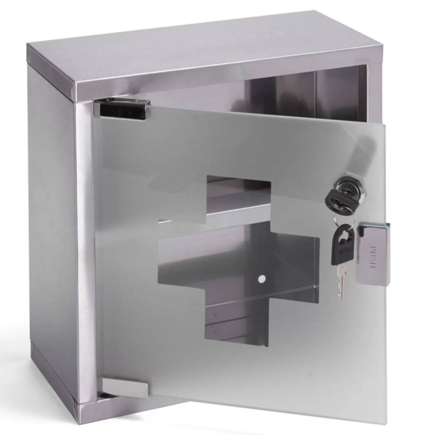 Armadietto dei medicinali con chiave Acciaio e vetro inox colore grigio by CeramicStore | Lo specialista del tuo bagno