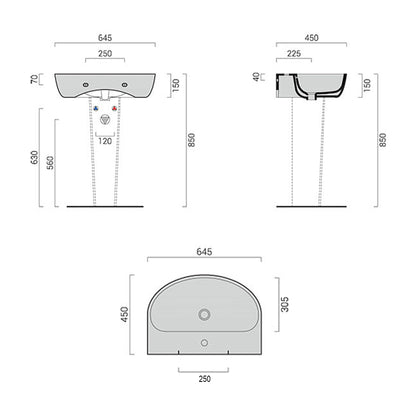 Lavabo sospeso completo di portasciugamani Domus Falerii Mascalzone 64,5x45 cm by CeramicStore | Lo specialista del tuo bagno