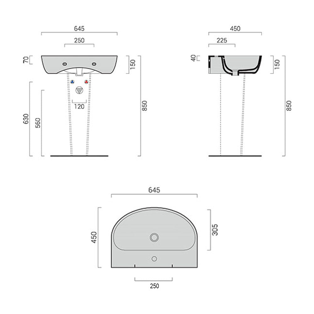 Lavabo sospeso Domus Falerii Mascalzone 64,5x45 cm con vasca profonda e capienta by CeramicStore | Lo specialista del tuo bagno