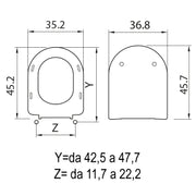 Sedile wc in termoindurente per vaso Ideal Standard serie Linda sospeso con cerniere regolabili