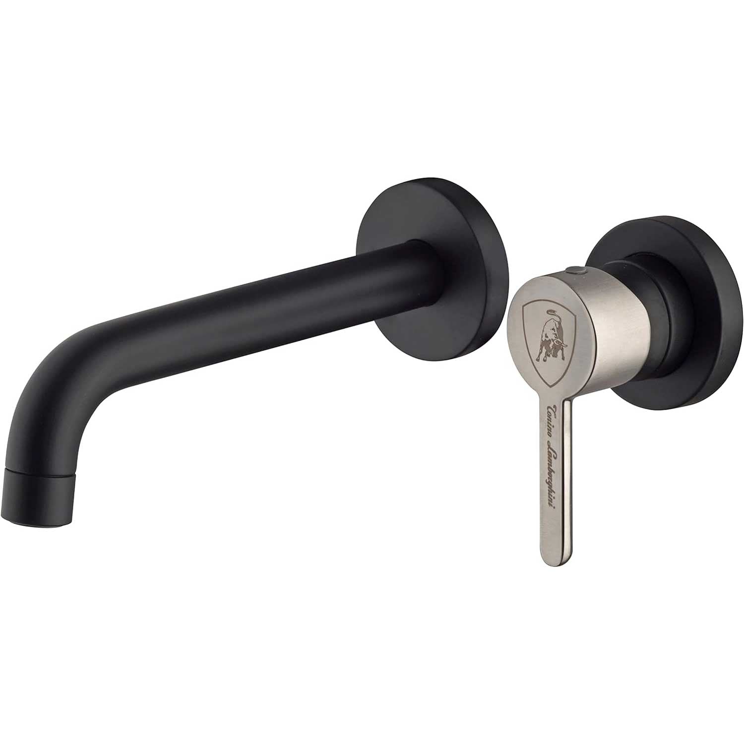 Miscelatore monocomando Lavabo a Muro Nero con Maniglia satinata Tonino Lamborghini collezione Dark-light by CeramicStore | Lo specialista del tuo bagno