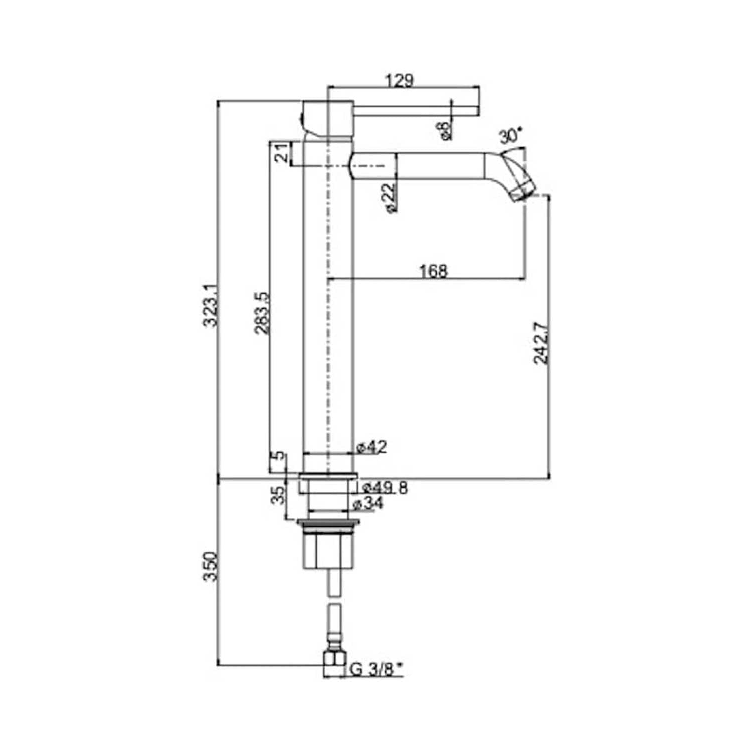 Miscelatore monocomando Lavabo Alto senza Scarico Nero con Maniglia satinata Tonino Lamborghini collezione Dark-light by CeramicStore | Lo specialista del tuo bagno
