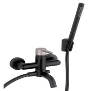 Miscelatore monocomando Vasca esterno con set doccia Nero con Maniglia satinata Tonino Lamborghini collezione Dark-light by CeramicStore | Lo specialista del tuo bagno