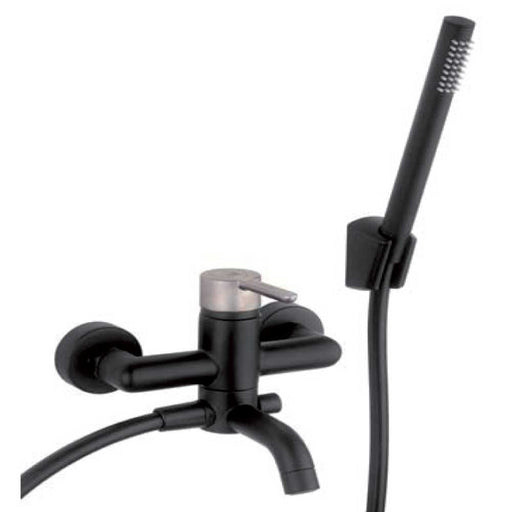 Miscelatore monocomando Vasca esterno con set doccia Nero con Maniglia satinata Tonino Lamborghini collezione Dark-light by CeramicStore | Lo specialista del tuo bagno