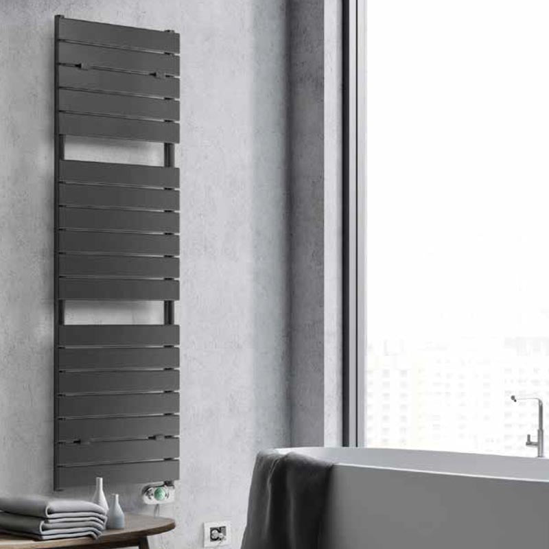 VERSIONE OUTLET - Termoarredo elettrico antracite VOV12 Lazzarini E-Palermo 750 watt by CeramicStore | Lo specialista del tuo bagno